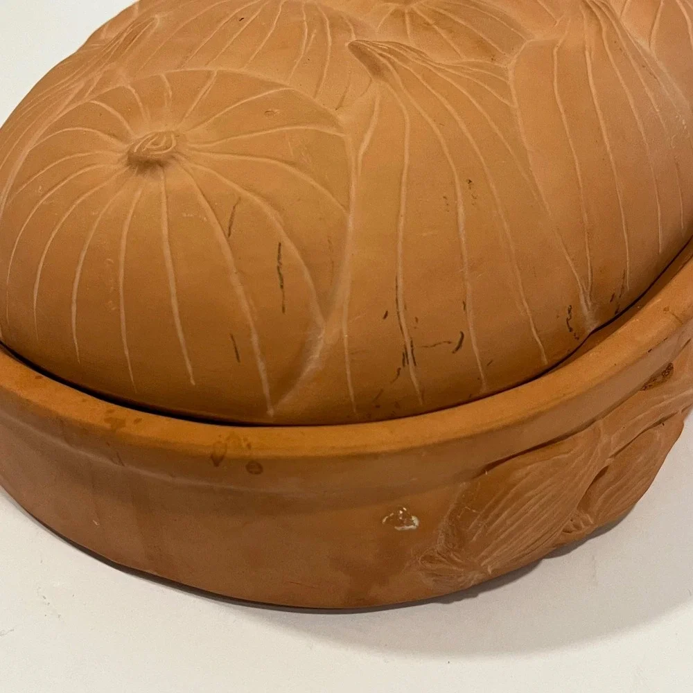Vintage 1994 Boston Warehouse Terracotta Onion Baker Roasted Garlic Keeper Oval